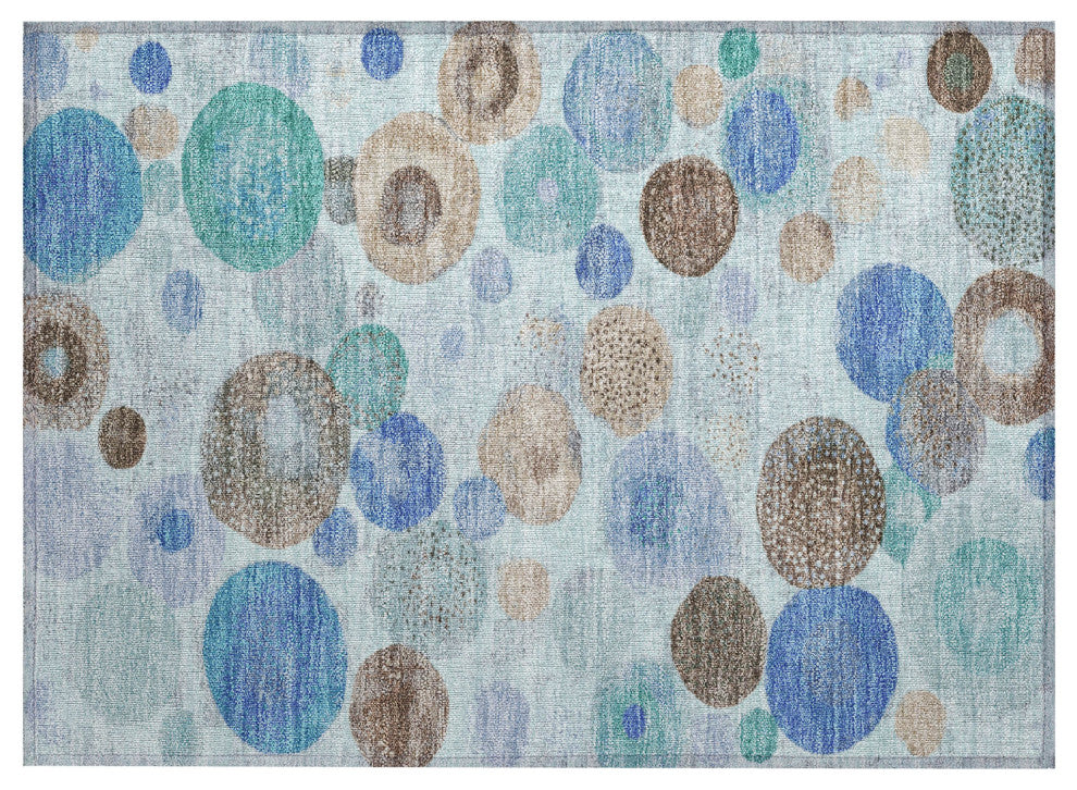 Machine Washable Indoor/Outdoor Chantille ACN1896 Teal 1'8" x 2'6" Rug