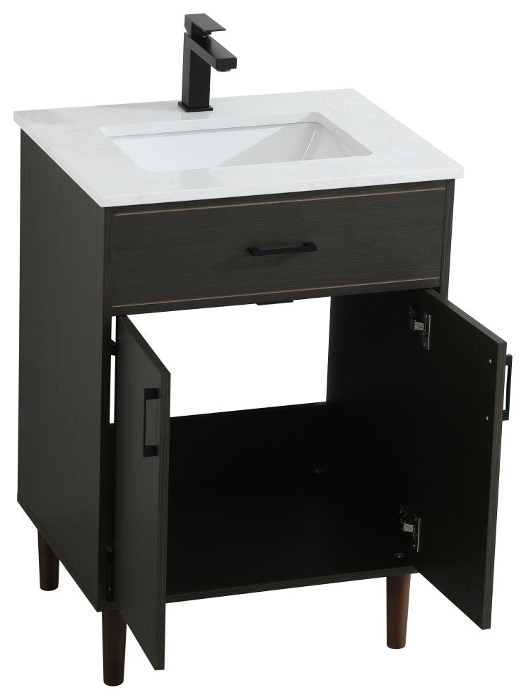 Home Living 24" Single Bathroom Vanity, Mocha Brown