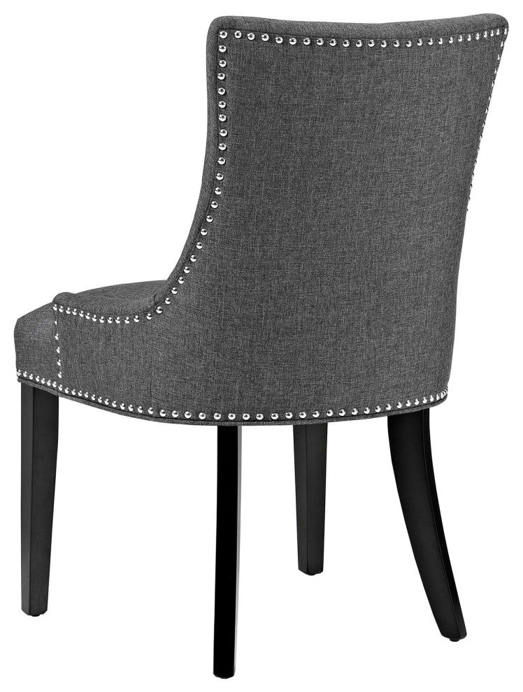 Side Dining Chair, Set of 2, Fabric, Wood, Gray, Modern, Bistro Restaurant