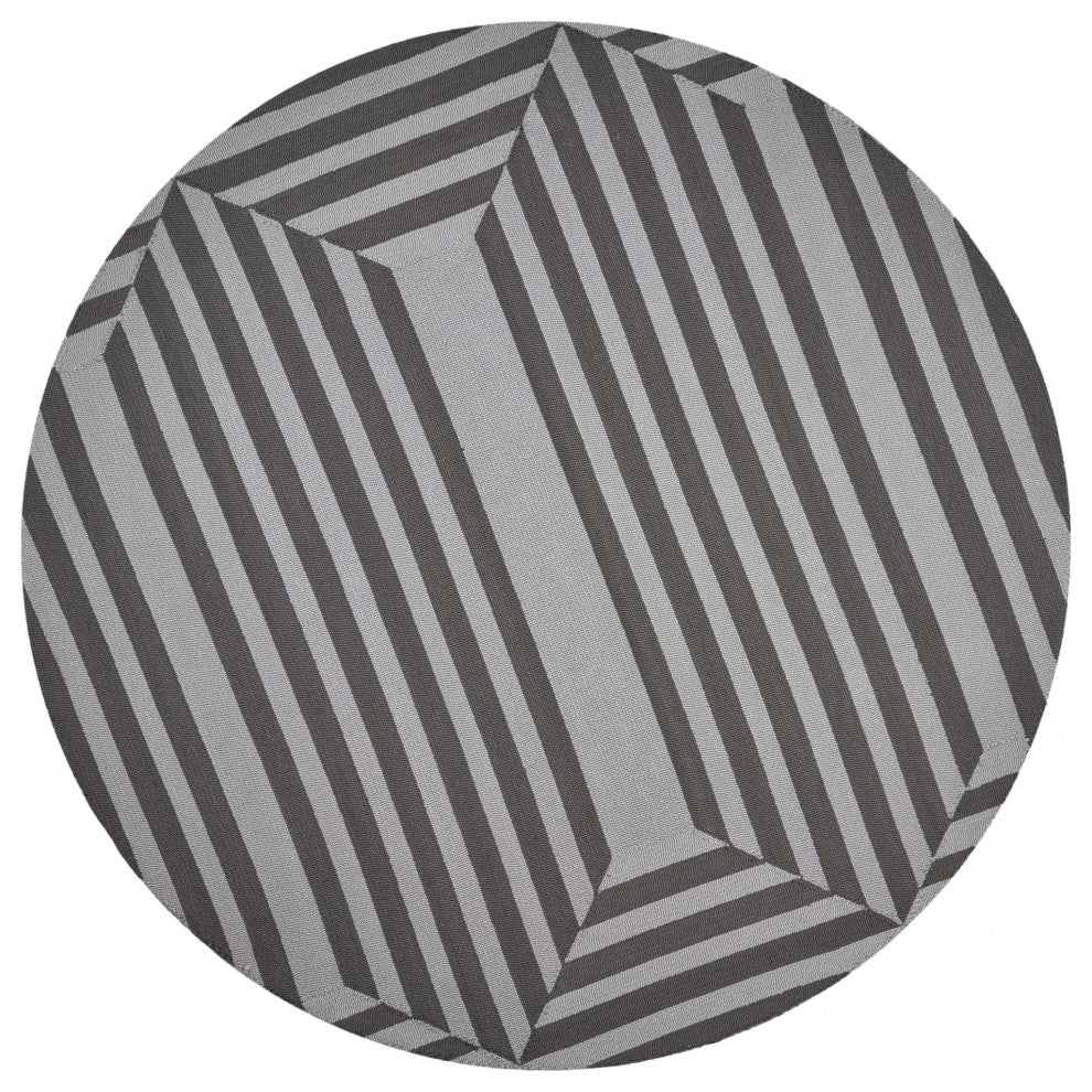 7' Round  Uv Treated Polypropylene Charcoal Area Rug