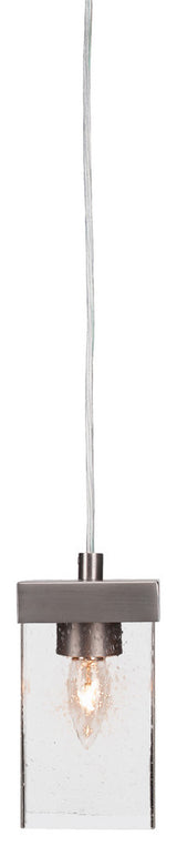 Nouvelle 1-Light Cord Mini Pendant, Graphite/Square Clear Bubble