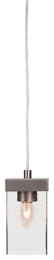 Nouvelle 1-Light Cord Mini Pendant, Graphite/Square Clear Bubble