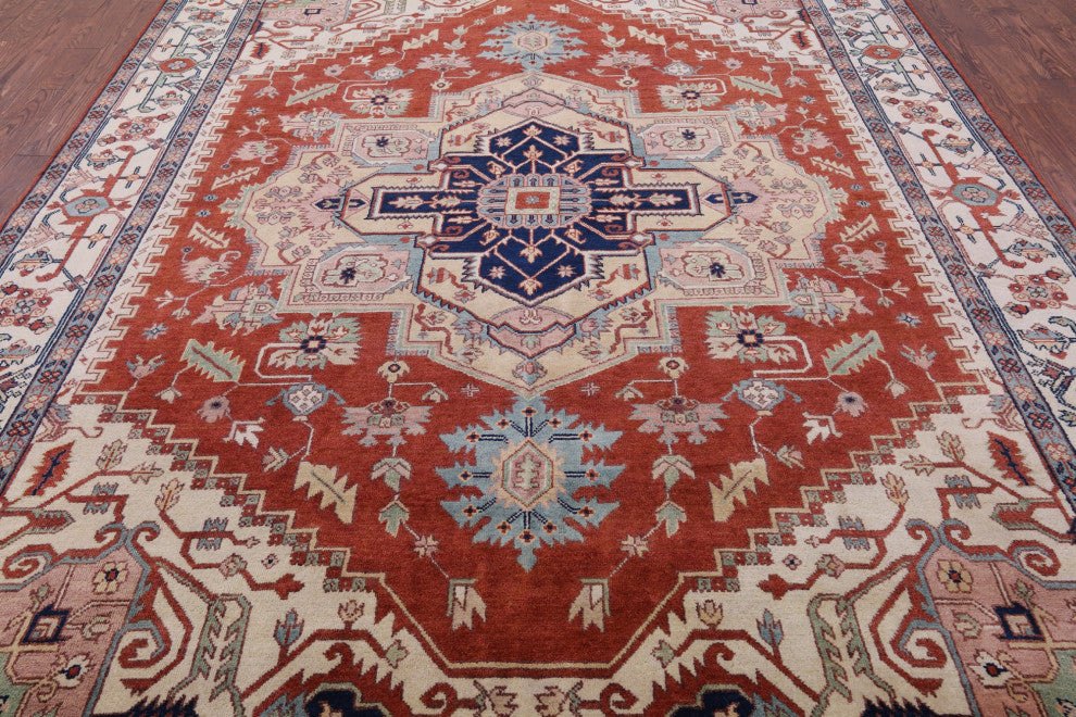 9' 0" X 12' 0" Heriz Serapi Hand-Knotted Wool Rug - Q16005