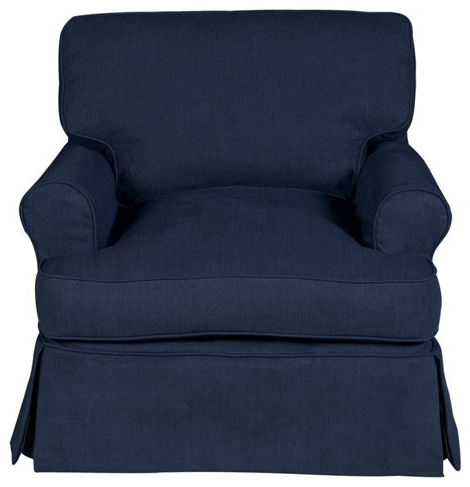 Sunset Trading Horizon 4-Piece Fabric Slipcovered Living Room Set in Navy