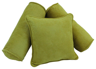 Solid Microsuede Throw Pillows with Inserts, Set of 3, Aqua Blue, Mojito Lime