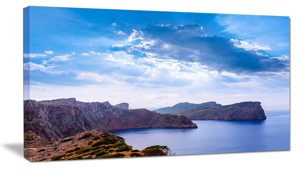 "Majorca Formentor Cape Rocks" Extra Large Seascape Art Canvas, 1 Panel, 60"x28"