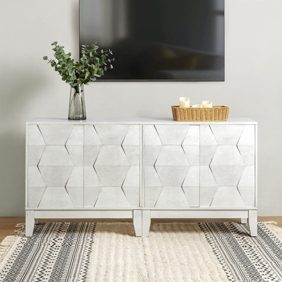 Mabel 2-Door Accent Cabinet With Adjustable Shelves Set of 2, White