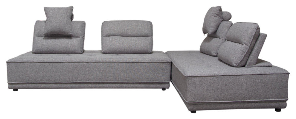 Slate 2 Piece Lounge With Moveable Backrest Supports, Gray Fabric