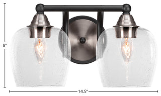 Paramount 2-Light Bath Bar, Matte Black & Brushed Nickel, 6" Clear Bubble Glass