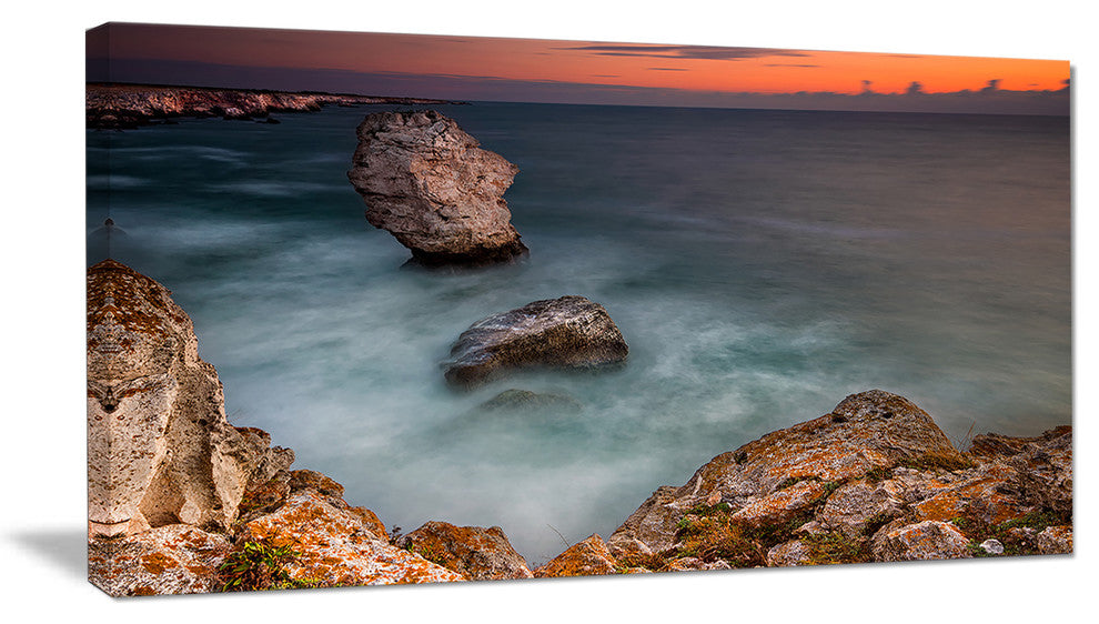 "Big Rock Formations Near Tulenovo" Beach Canvas Wall Art, 40"x20"