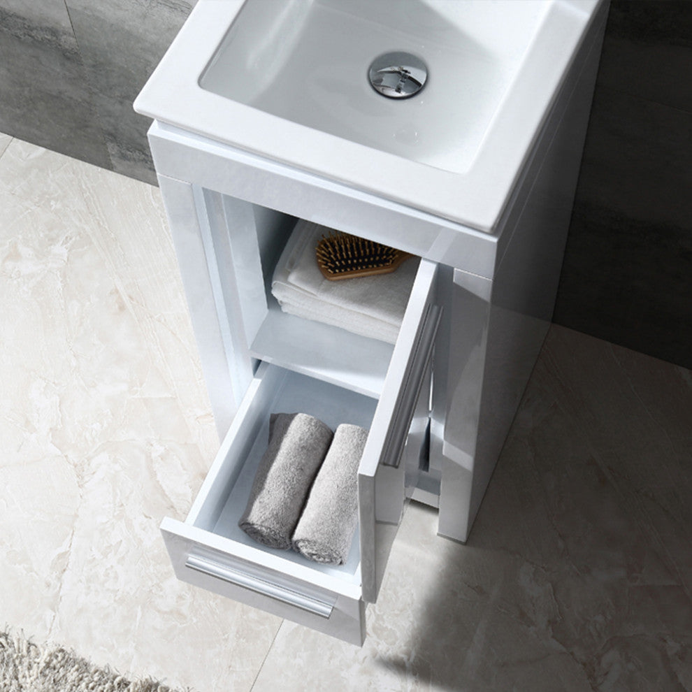 Fresca Allier 16" White Modern Bathroom Vanity With Mirror