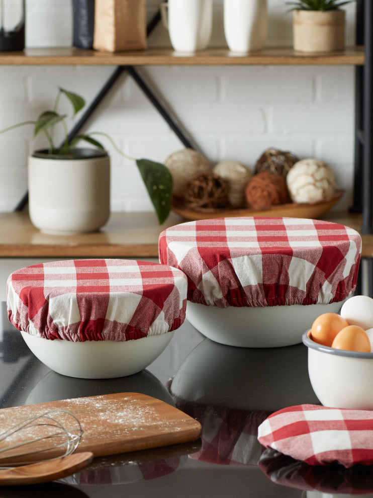 DII Asst Barn Red Buffalo Check Woven Dish Cover (Set of 3)
