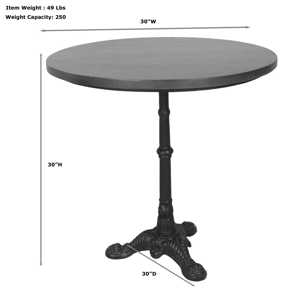 Velio Bistro Table, Chestnut, Black