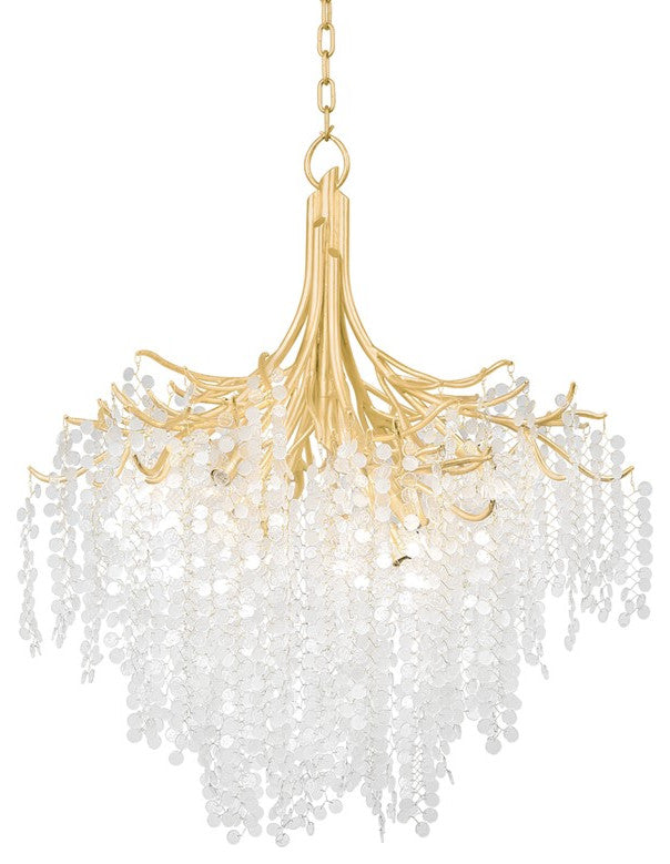Genoa Nine Light Chandelier, Gold Leaf