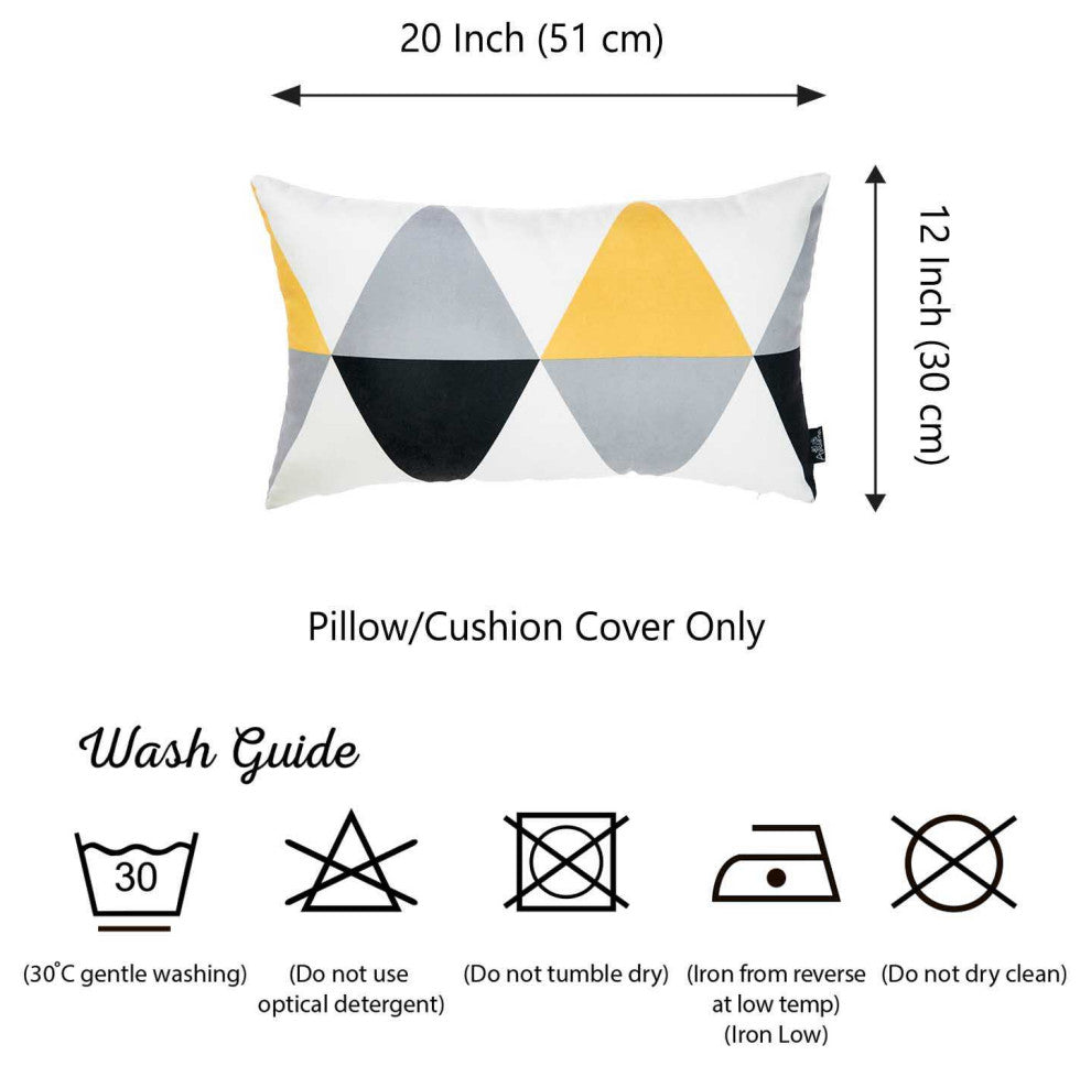 20" X 12" Red and White Christmas Snowflakes Polyester Pillow Cover, Yellow, Gray