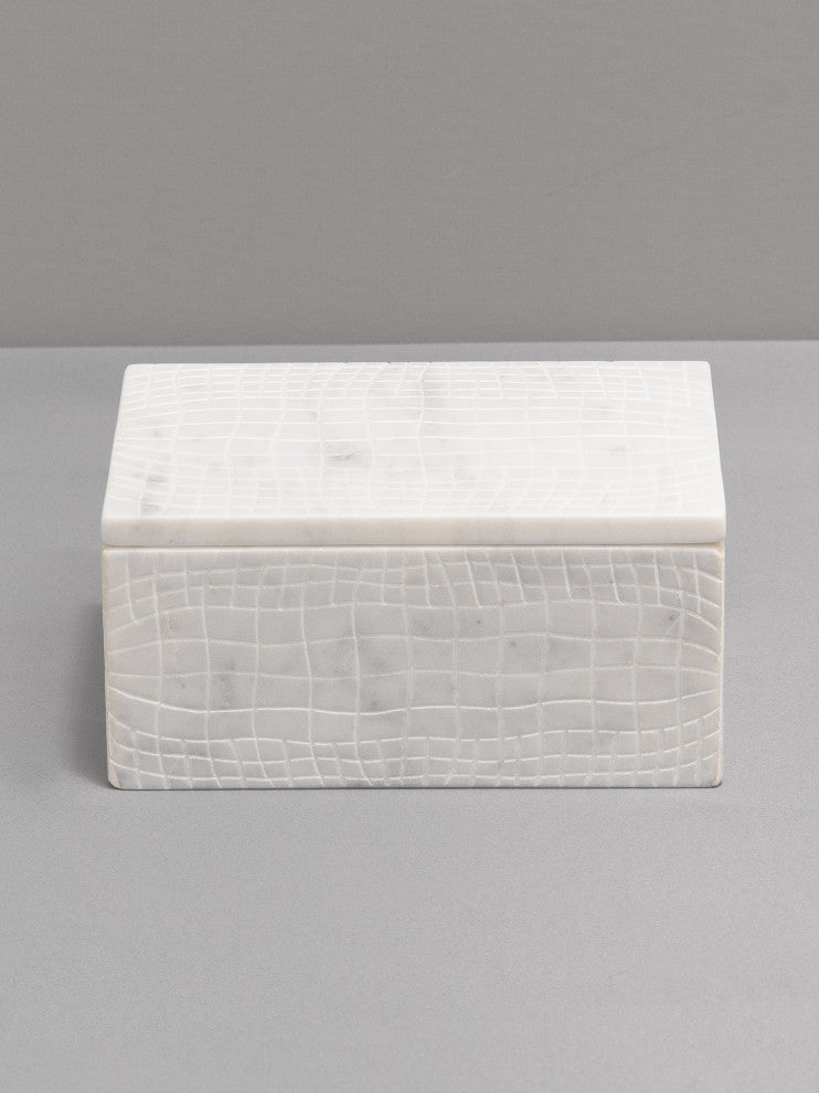 White Marble Box, Lid, Large