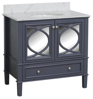 Olivia 36" Bathroom Vanity, Marine Gray, Carrara Marble