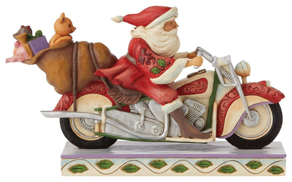 Jim Shore Santa Riding Motorcycle Resin Claus Motorbike Christmas 6008883