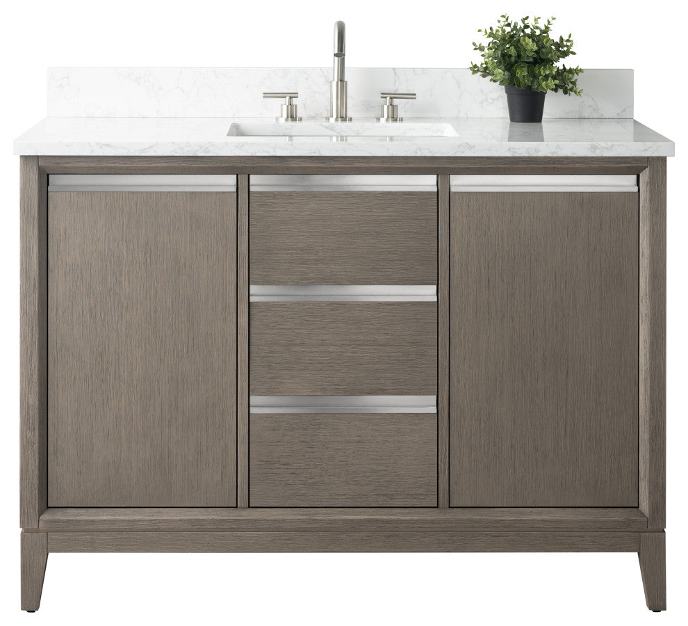 Vanity Art Bathroom Vanity With Sink, Driftwood Gray, 48" Single