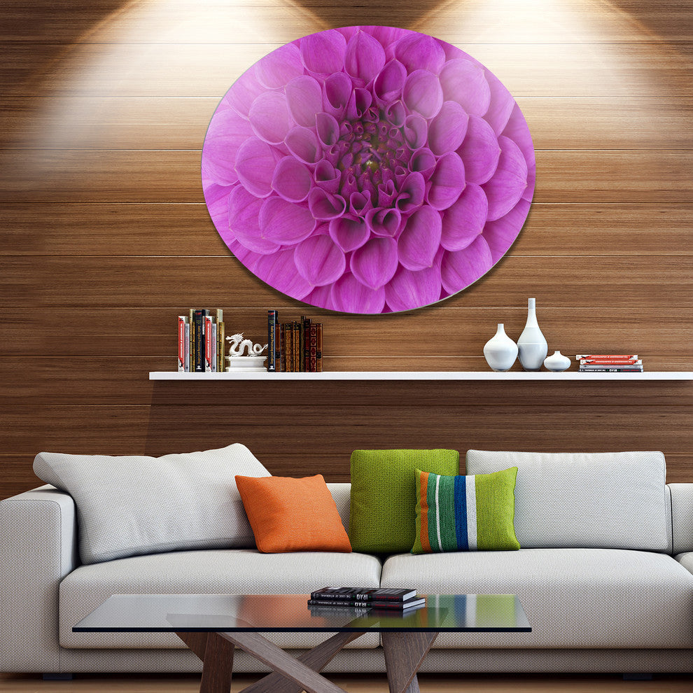 Purple Flower And Petals, Modern Flower Round Wall Art, 11"