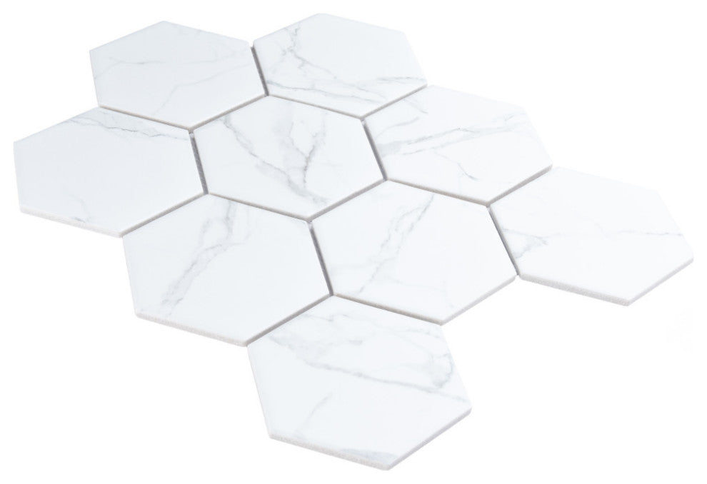 Carrione Super Hex Matte Carrara Porcelain Floor and Wall Tile