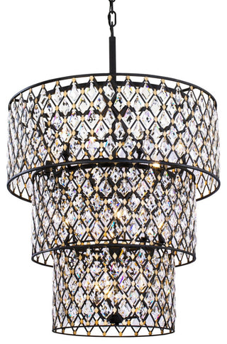 Varaluz 345C13 Windsor 13 Light 32"W Crystal Waterfall Chandelier - Carbon /