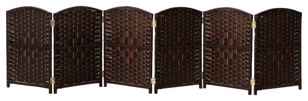 2 ft. Short Diamond Weave Fiber Room Divider Dark Mocha 6 Panel