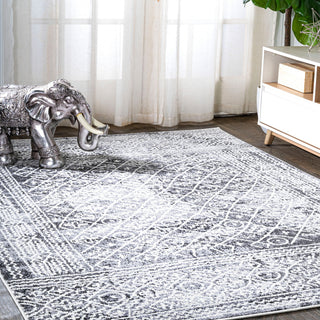 Iften Moroccan Geometric Distressed Ivory/Black 8'x10' Area Rug
