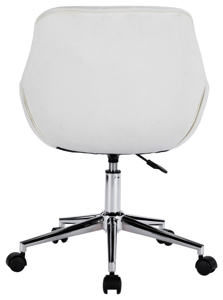 Ava Tufted Modern Chair with 360 Swivel Chair, White Velvet