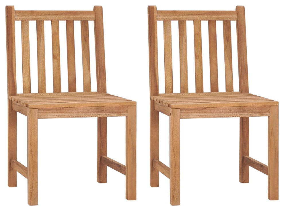 vidaXL 2x Solid Teak Wood Patio Chairs with Cushions Garden Lounge Seating