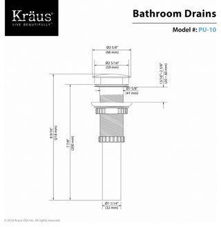 Pop Up Drain, Satin Nickel