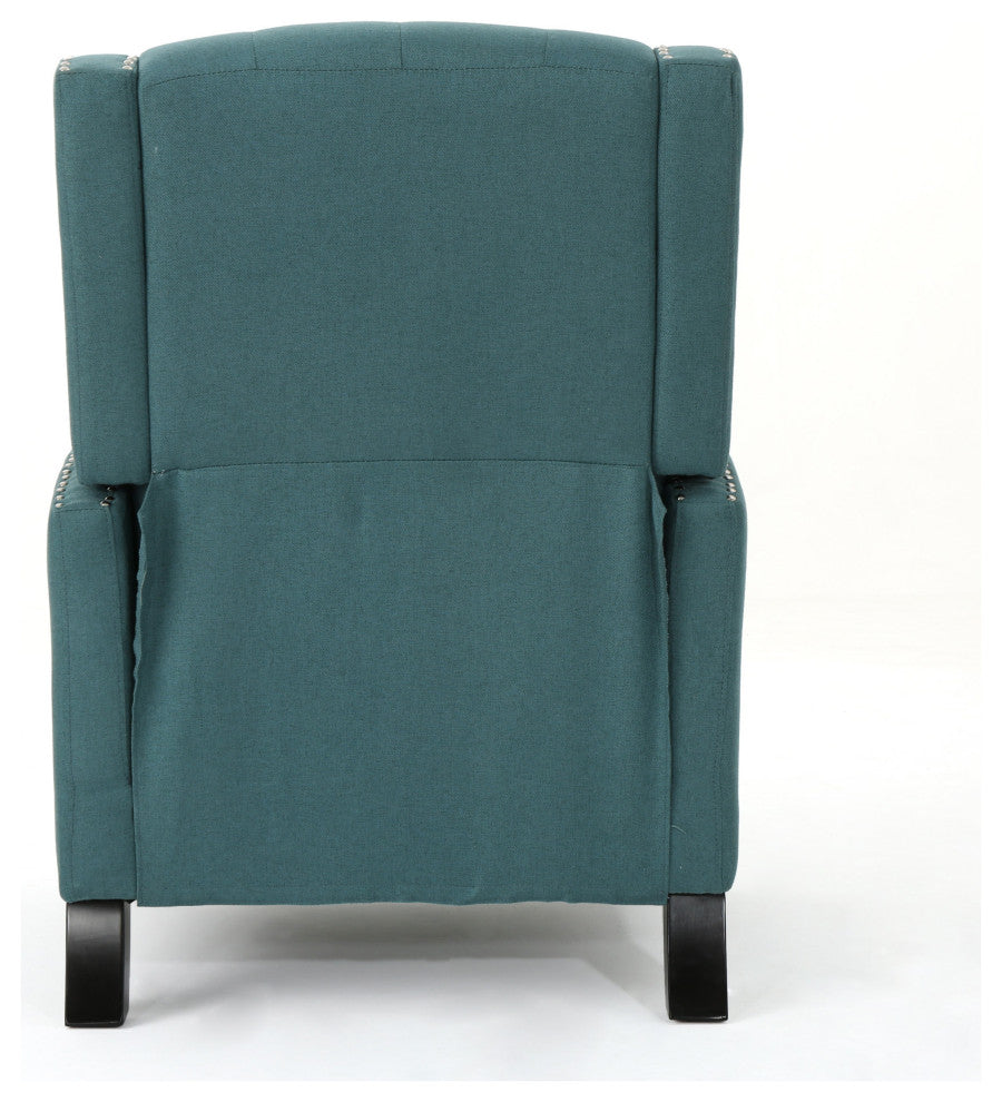 GDF Studio Izaak Tufted Back Fabric Recliner Chair, Dark Teal