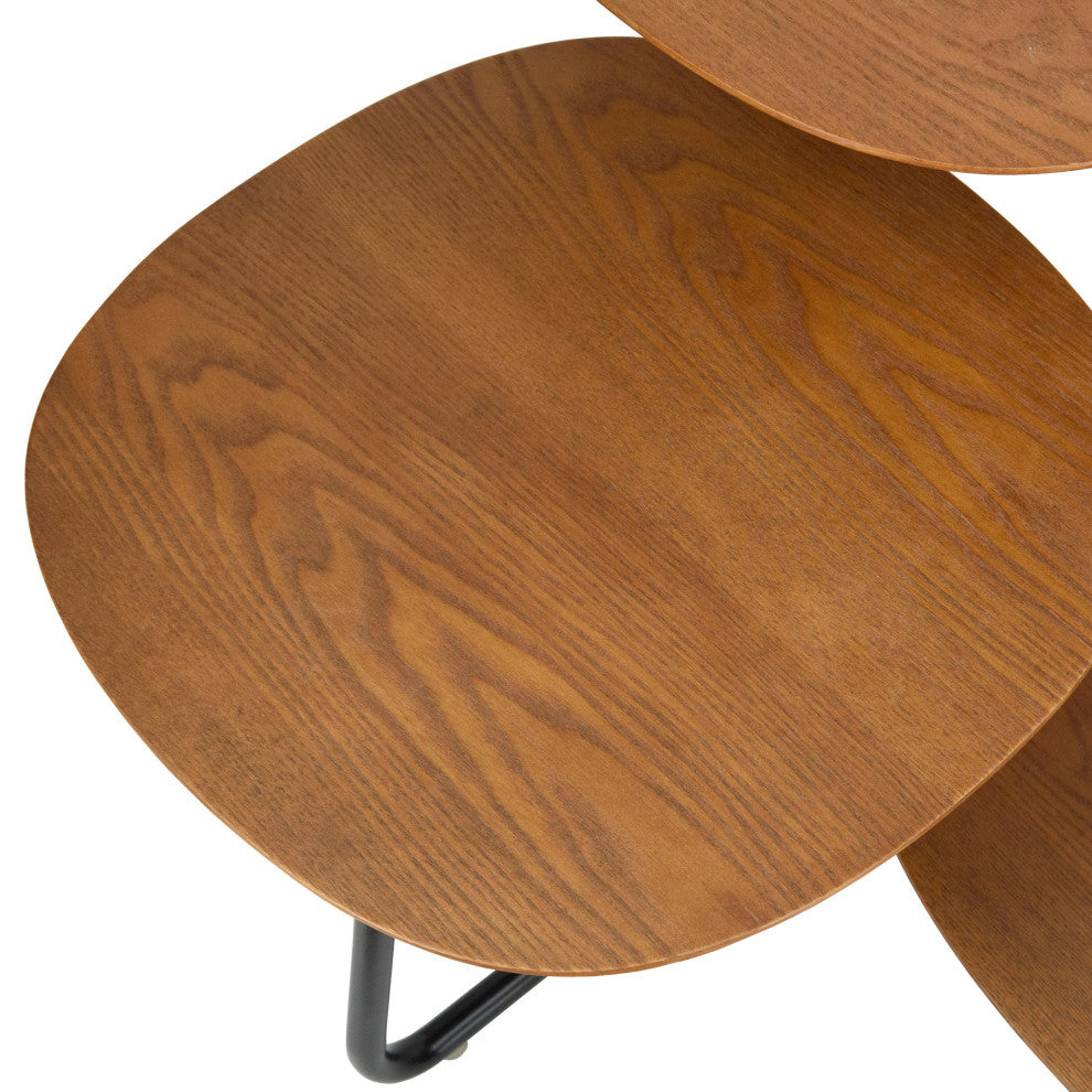 LeisureMod Hazelton End Table Manufactured Wood Top and Steel Base, Walnut