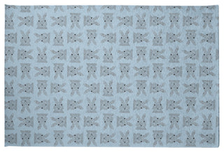 Criss Cross Bunnies Easter Chenille Rug, After Rain Blue, 2'x3'