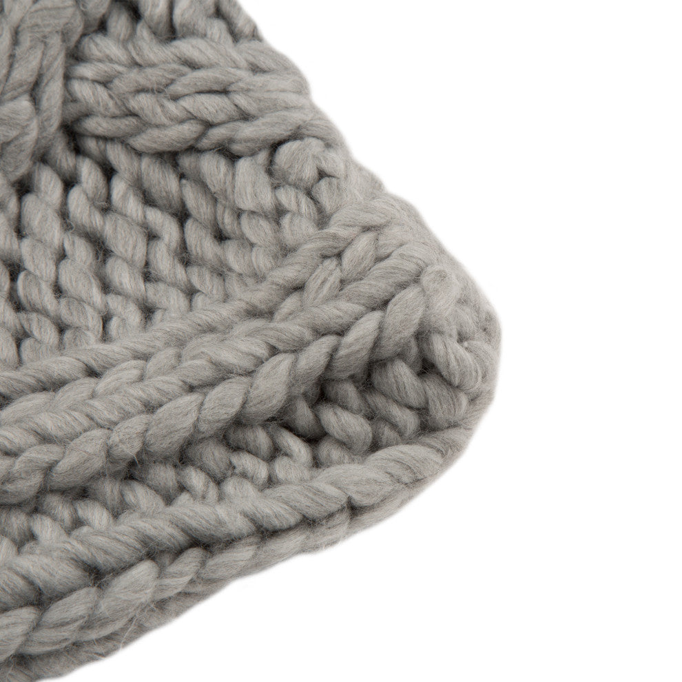 18"L*18"W Gray Handmade Acrylic Cable Knit Pillow Cover