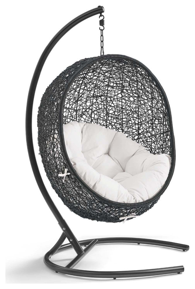 Encase Sunbrella Swing Outdoor Patio Lounge Chair - Black White