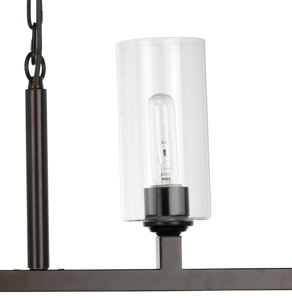 Linear 6 Light Chandelier, Oil Rubbed Bronze and Clear Glass