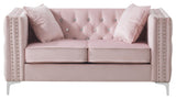 Paige Velvet Tufted Loveseat, Pink