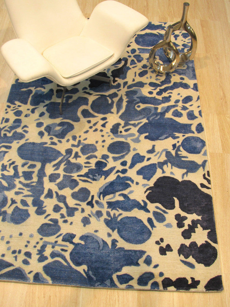 Hand-Tufted Wool/Viscose Ivory Contemporary Abstract Palermo Rug, 7'9x9'9