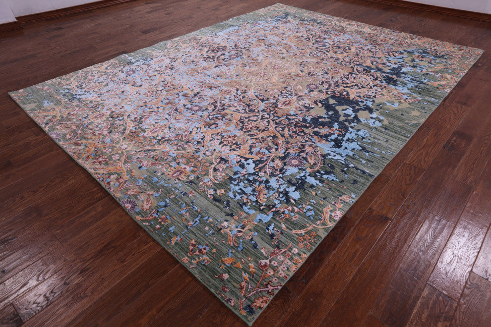 Modern Wool & Silk Hand Knotted Rug 8' 11" X 12' 0" - Q13505