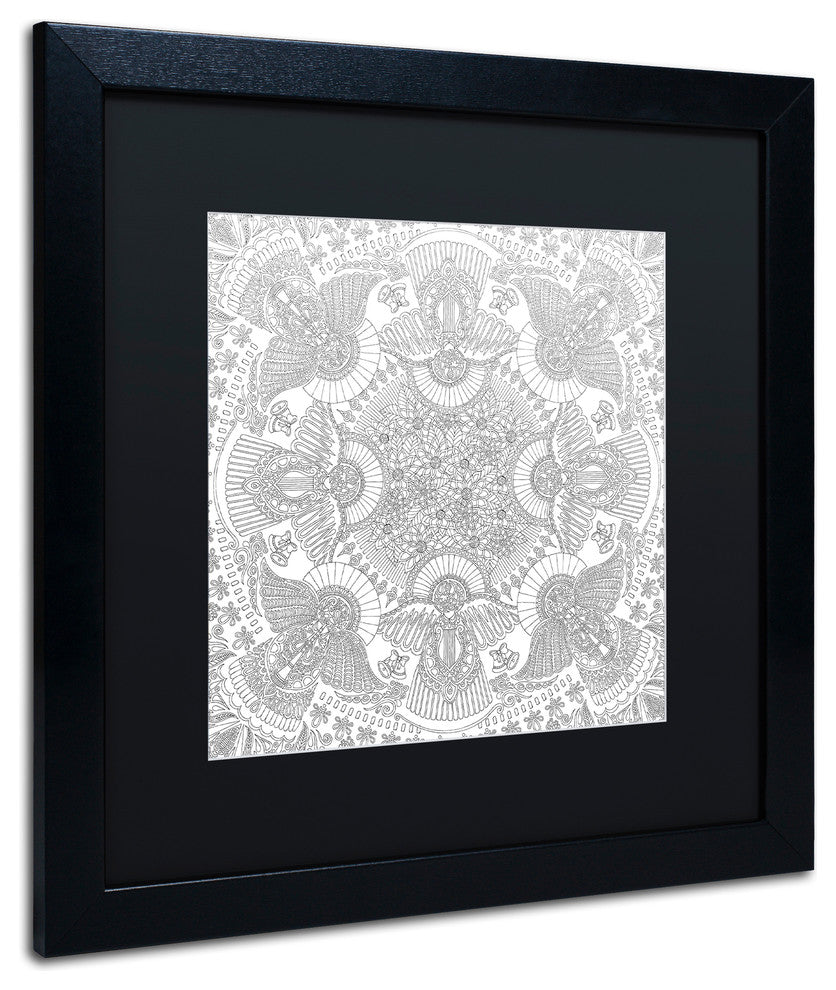 Hello Angel 'Christmas Angels' Art, Black Frame, Black Mat, 16x16