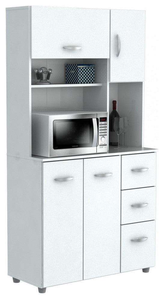 HomeRoots White Finish Wood Kitchen Storage Cabinet