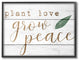 Plant Love Grow Peace Green Leaf Planked Look Framed Giclee Art, 11"x14"