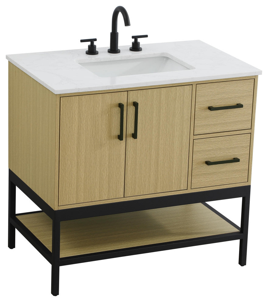 Home Living 36" Single Bathroom Vanity, Honey Brown