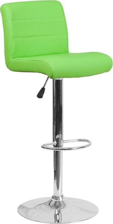 Estella Aria Mid-Back Green Vinyl Swivel Adjustable Barstool