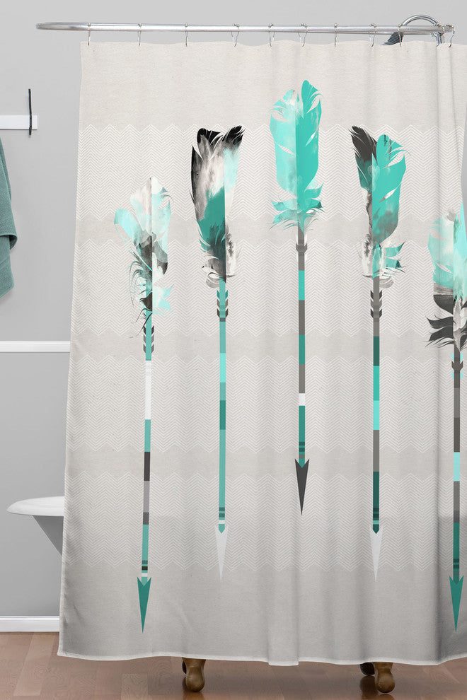 Deny Designs Iveta Abolina Teal Feathers Shower Curtain