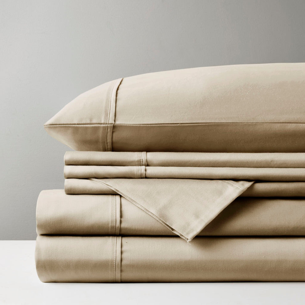 Madison Park 800 Thread Count Cotton-Blend Sateen 6-Piece Sheet Set, Khaki