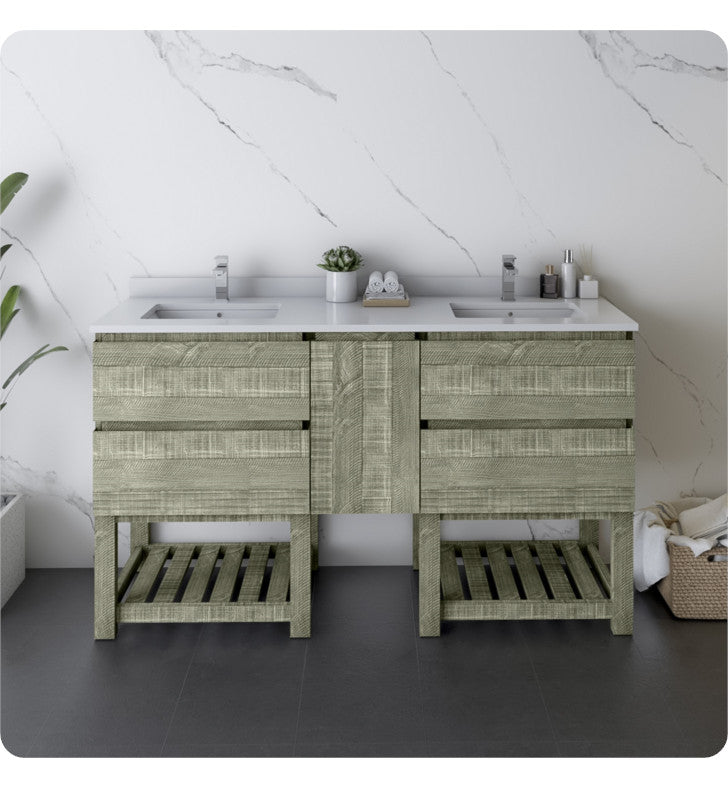 Fresca Formosa Open Bottom Bathroom Cabinet, Sage Gray, 58", Cabinet Only