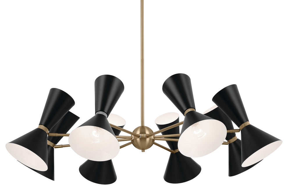 Phix 16 Light Chandelier 1 Tier Large, Champagne Bronze and Black