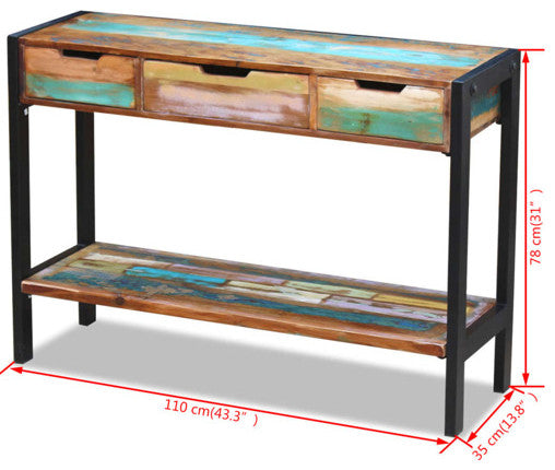 vidaXL Solid Reclaimed Wood Sideboard Side Console Table Highboard 3 Drawers
